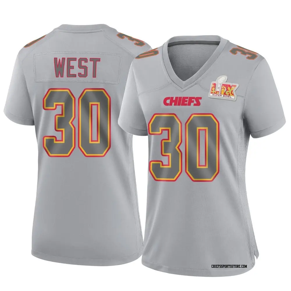 Game Gray Women's Charcandrick West Kansas City Chiefs Atmosphere Fashion Super Bowl LIX Jersey