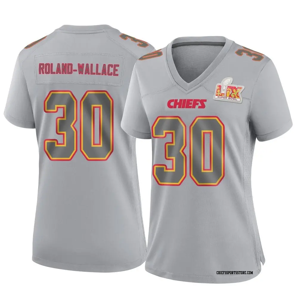 Game Gray Women's Christian Roland-Wallace Kansas City Chiefs Atmosphere Fashion Super Bowl LIX Jersey