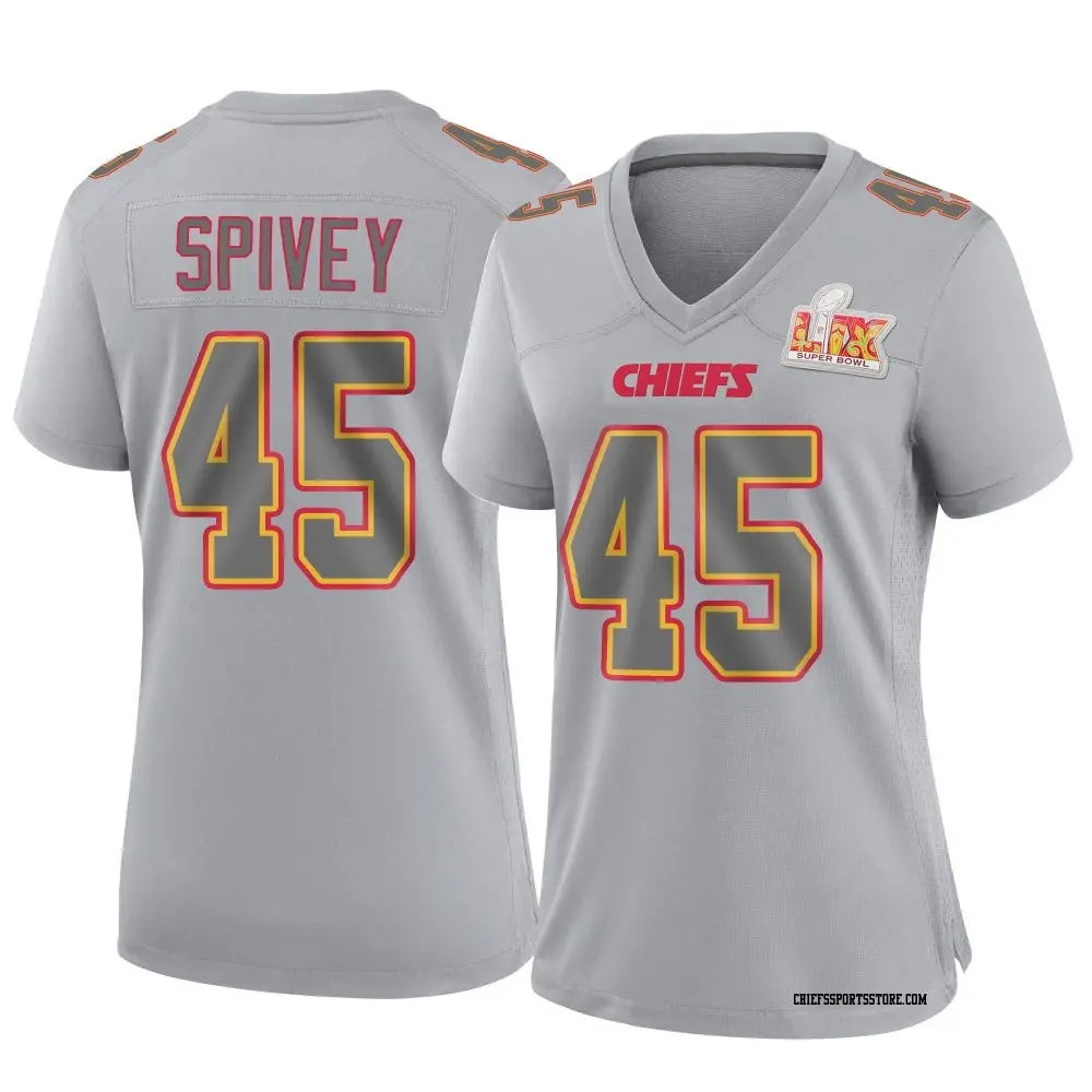 Game Gray Women's Geor'Quarius Spivey Kansas City Chiefs Atmosphere Fashion Super Bowl LIX Jersey
