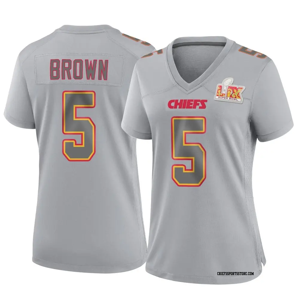 Game Gray Women's Hollywood Brown Kansas City Chiefs Atmosphere Fashion Super Bowl LIX Jersey