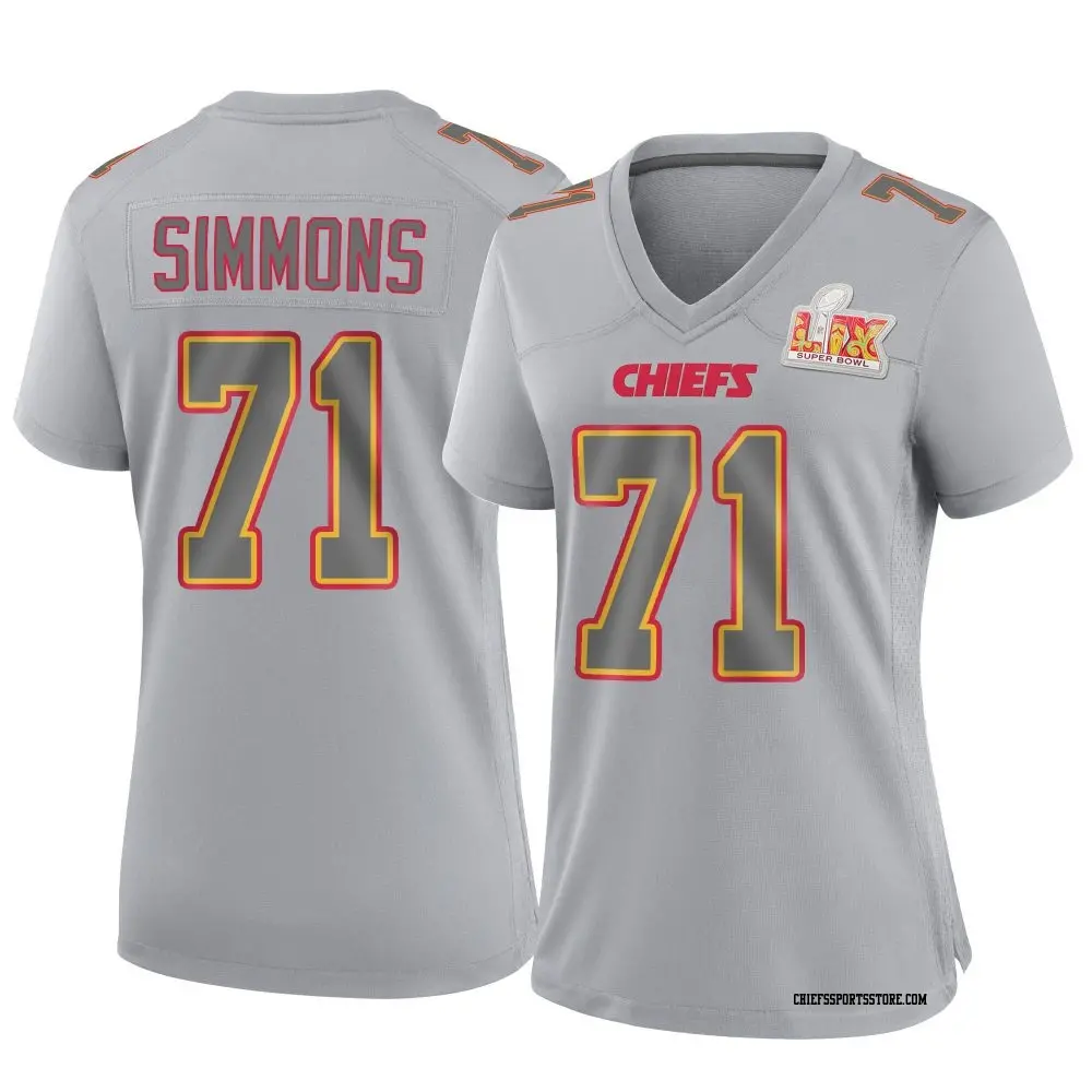 Game Gray Women's Josh Simmons Kansas City Chiefs Atmosphere Fashion Super Bowl LIX Jersey