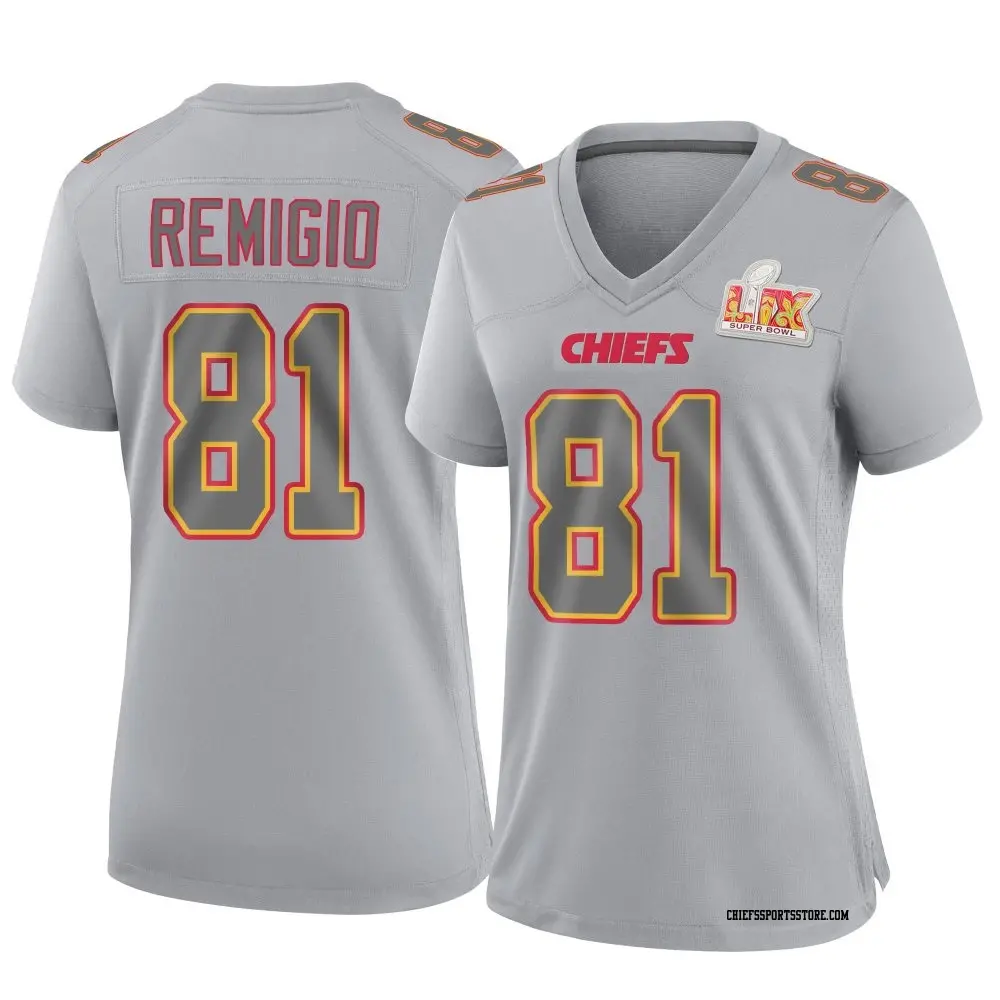 Game Gray Women's Nikko Remigio Kansas City Chiefs Atmosphere Fashion Super Bowl LIX Jersey