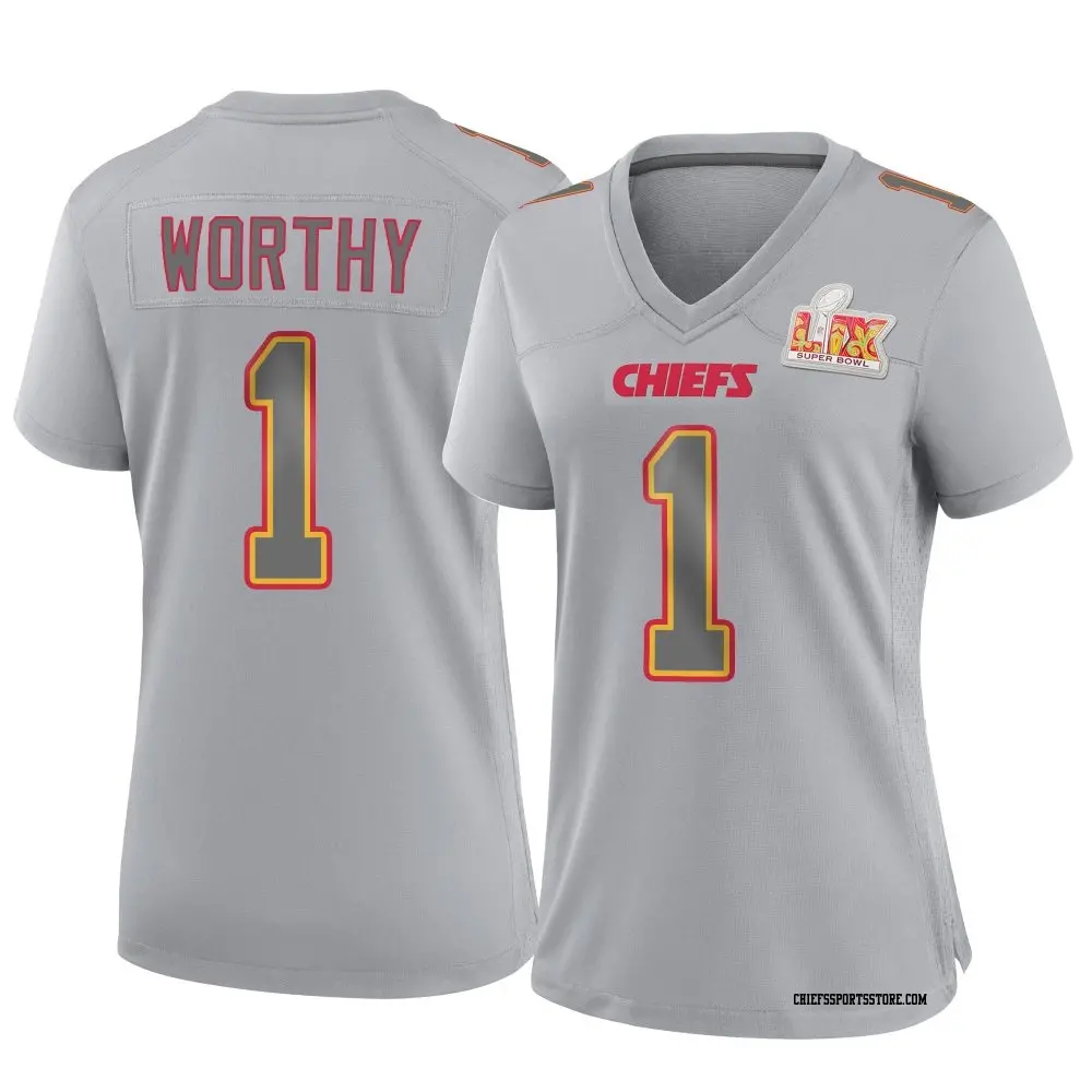 Game Gray Women's Xavier Worthy Kansas City Chiefs Atmosphere Fashion Super Bowl LIX Jersey
