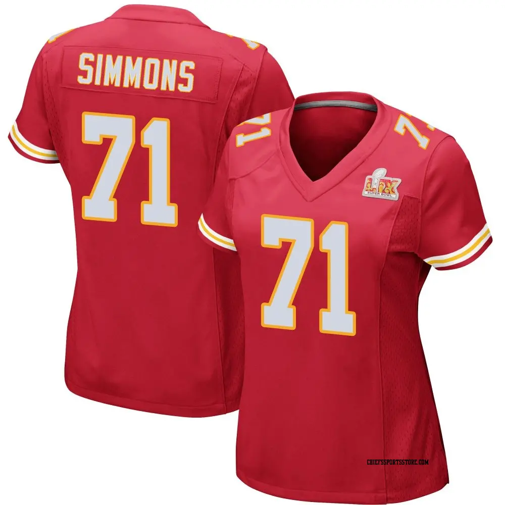Game Red Women's Josh Simmons Kansas City Chiefs Team Color Super Bowl LIX Jersey