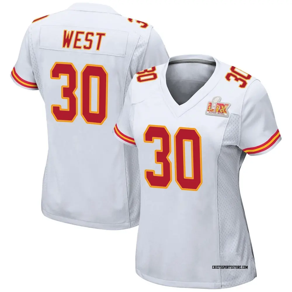 Game White Women's Charcandrick West Kansas City Chiefs Super Bowl LIX Jersey