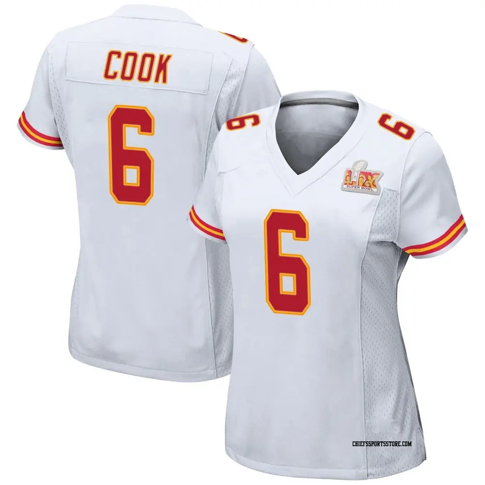 Game White Women's Kenny Cook Kansas City Chiefs Super Bowl LIX Jersey
