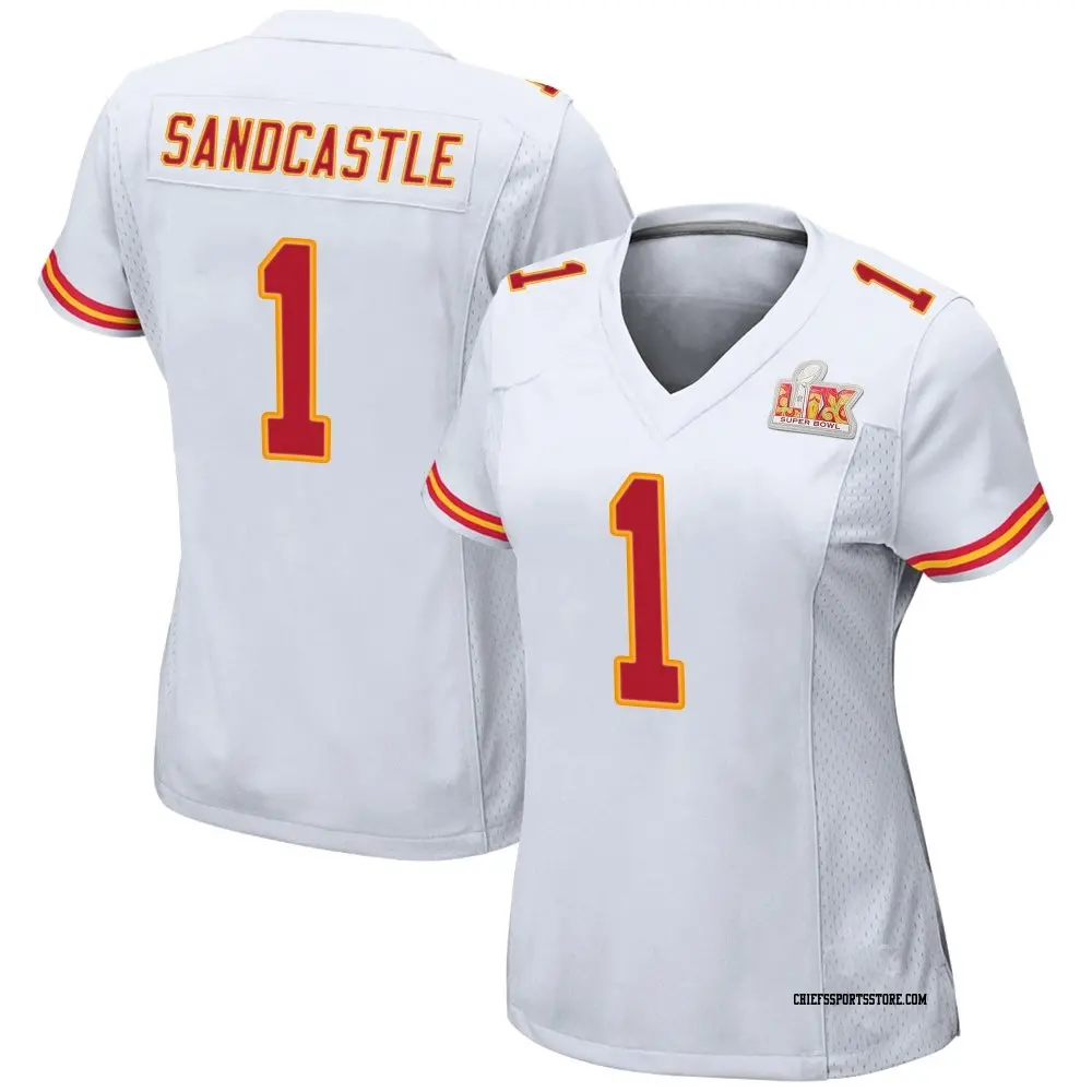 Game White Women's Leon Sandcastle Kansas City Chiefs Super Bowl LIX Jersey