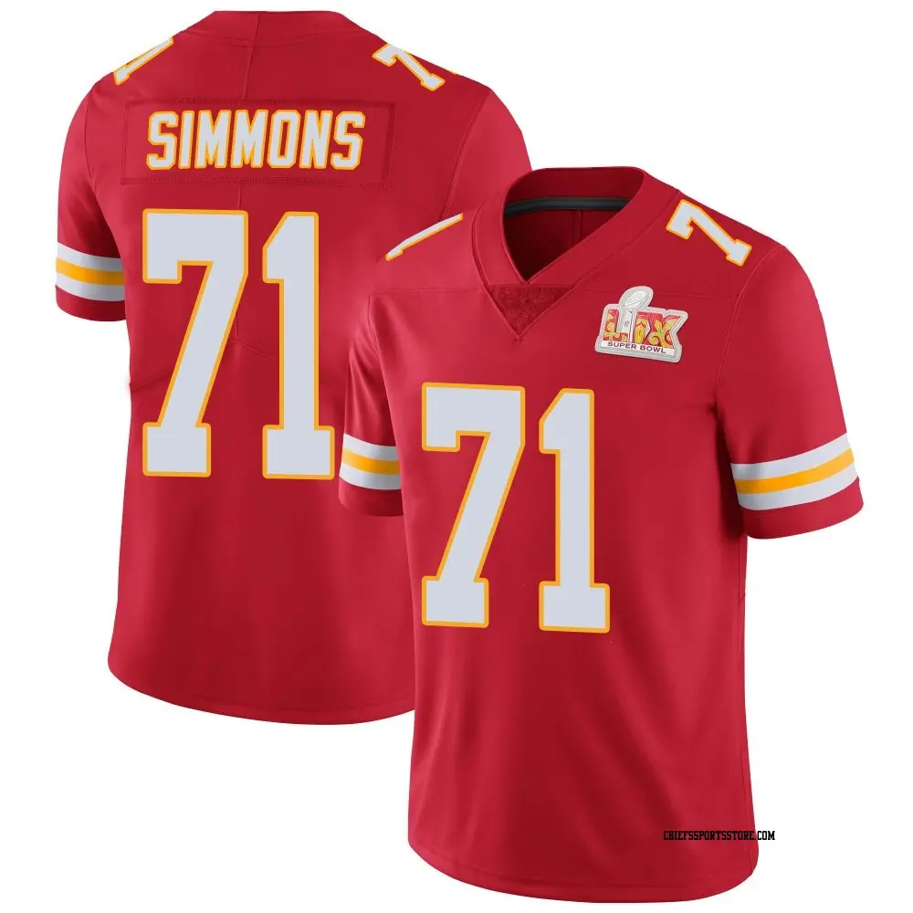 Limited Red Men's Josh Simmons Kansas City Chiefs Team Color Vapor Untouchable Super Bowl LIX Jersey