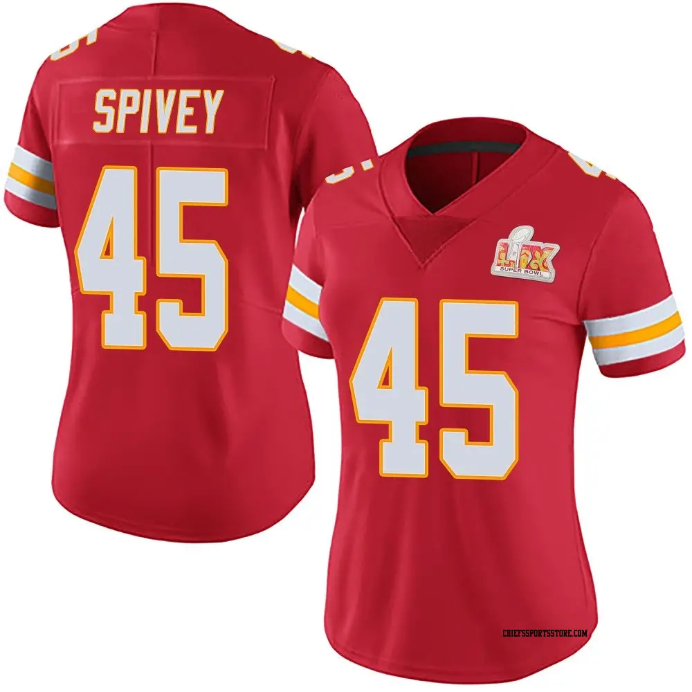 Limited Red Women's Geor'Quarius Spivey Kansas City Chiefs Team Color Vapor Untouchable Super Bowl LIX Jersey