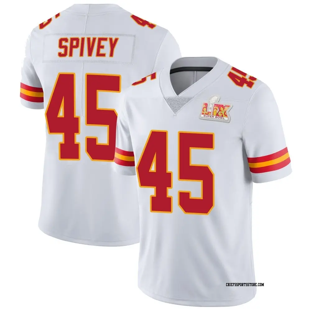 Limited White Men's Geor'Quarius Spivey Kansas City Chiefs Vapor Untouchable Super Bowl LIX Jersey