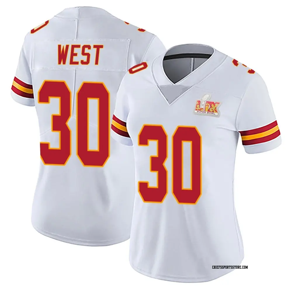 Limited White Women's Charcandrick West Kansas City Chiefs Vapor Untouchable Super Bowl LIX Jersey