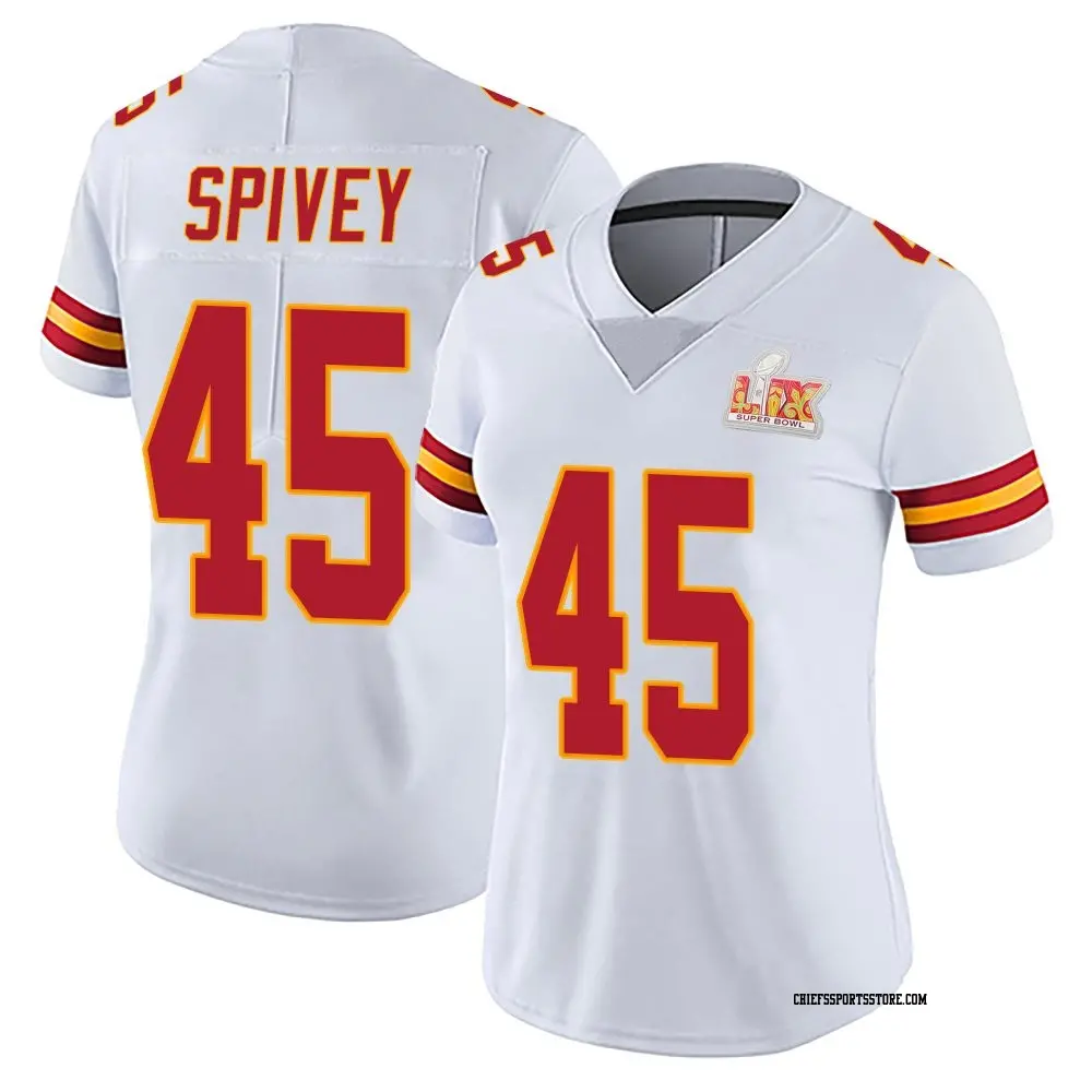 Limited White Women's Geor'Quarius Spivey Kansas City Chiefs Vapor Untouchable Super Bowl LIX Jersey