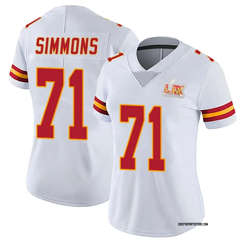 Limited White Women's Josh Simmons Kansas City Chiefs Vapor Untouchable Super Bowl LIX Jersey