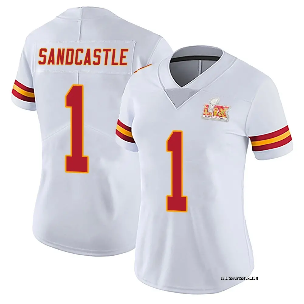 Limited White Women's Leon Sandcastle Kansas City Chiefs Vapor Untouchable Super Bowl LIX Jersey