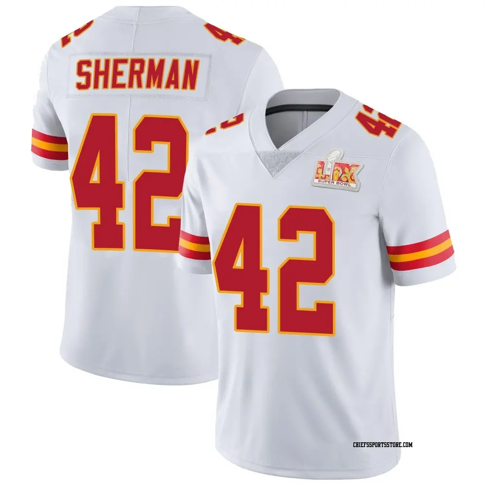 Limited White Youth Anthony Sherman Kansas City Chiefs Vapor Untouchable Super Bowl LIX Jersey
