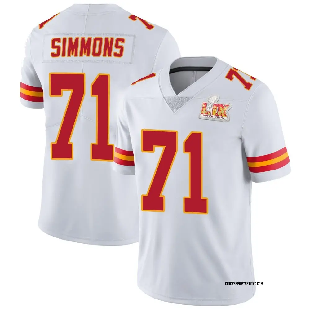 Limited White Youth Josh Simmons Kansas City Chiefs Vapor Untouchable Super Bowl LIX Jersey