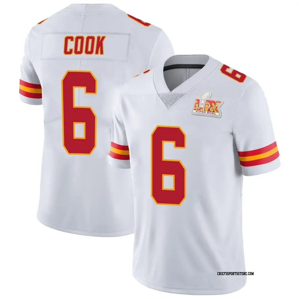 Limited White Youth Kenny Cook Kansas City Chiefs Vapor Untouchable Super Bowl LIX Jersey