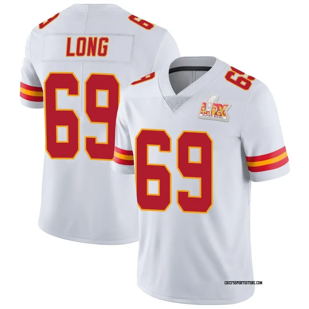 Limited White Youth Kyle Long Kansas City Chiefs Vapor Untouchable Super Bowl LIX Jersey