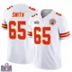 Limited White Youth Trey Smith Kansas City Chiefs Vapor F.U.S.E. Super Bowl LVIII Patch Jersey